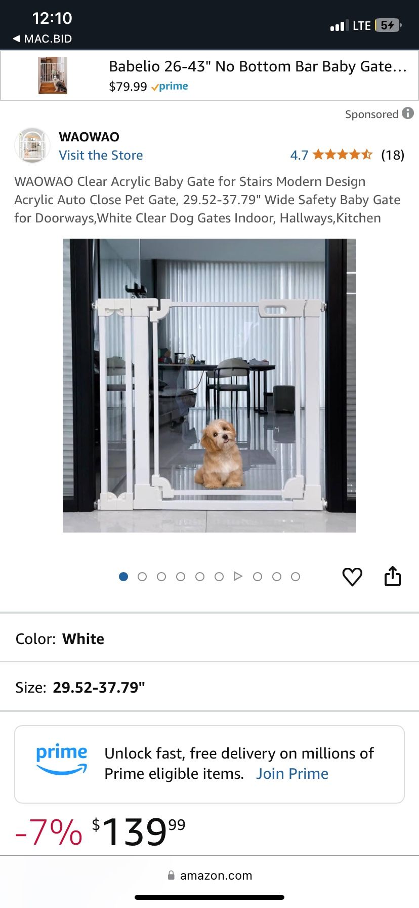 WAOWAO Clear Acrylic Baby Gate