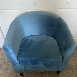 Teal Velvet Barrel Style Accent Chair