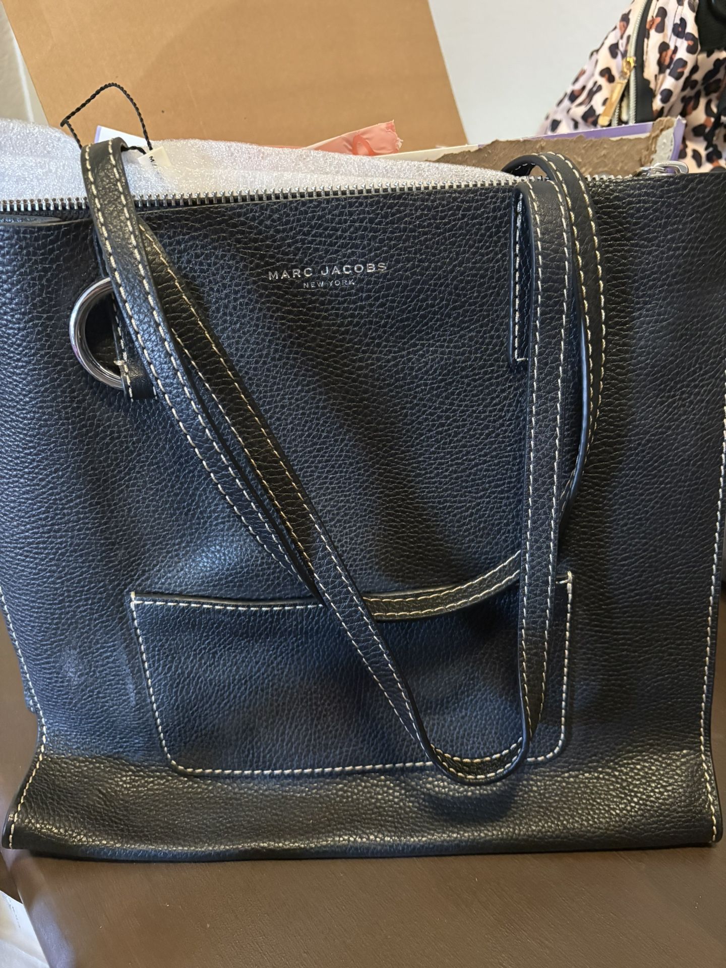 Marc Jacobs Large Black Leather Tote Bag