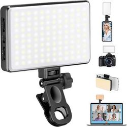 new 168 LED Phone Light, Selfie Light for iPhone/iPad/Camera, Portable Video Conference Lighting with Clip, Rechargeable 3000mAh CRI 95+, 3 Lights Mod