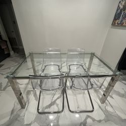 Glass Dining Table With Set Of Four Chairs