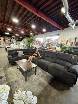 New Fabric power Reclining sectional - Deep seat