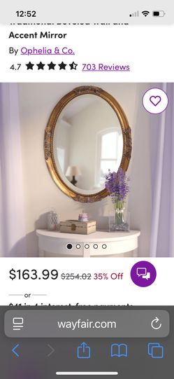 Antique Style Wall Mirror, Gold Color