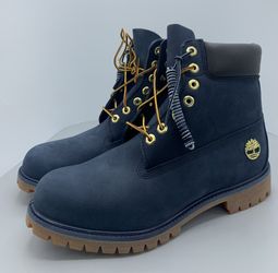MEN'S 6-INCH PREMIUM WATERPROOF BOOTS A1B8P NAVY BLUE SUEDE TIMBERLAND SZ 13