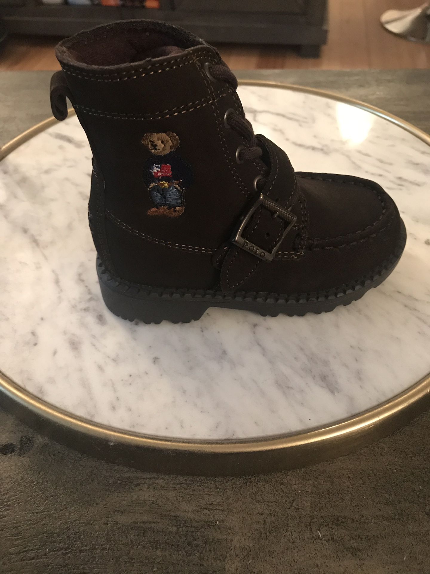 Size 7 Toddler Chocolate Ralph Lauren Boys' Ranger High II Bear Boots