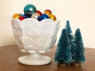 Vintage Milk Glass Footed Dish