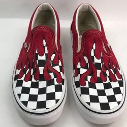 Van's Red Flame Checker Canvas Shoes