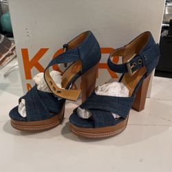 Michael Kors Margo Denim Platform Heels Size 8
