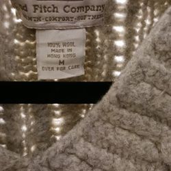 Abercrombie And Fitch Ivory Color 100% Wool Sweater Size M