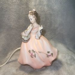 Vintage “young girl in long dress “ lamp night light . Looks like porcelain. 