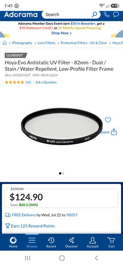 Hoya Evo Antistatic 82mm UV Filter for sale