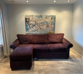 Purple L‑Shaped Couch with Chaise – Microfiber