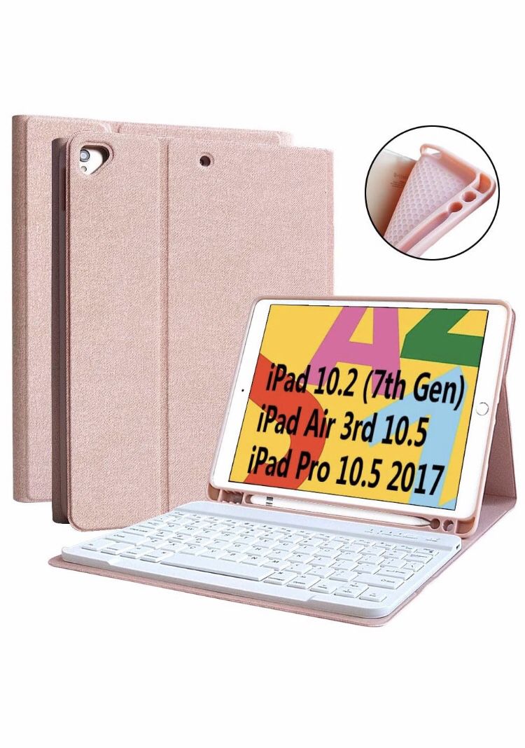 iPad 7th Generation Case Keyboard 10.2" 2019, Keyboard Case for iPad Air 3 10.5" 2019 (3rd Gen)/iPad Pro 10.5 inch 2017-Detachable Wireless Bluetooth