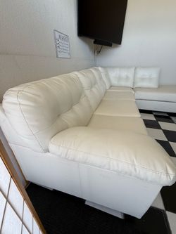 2-Piece White Leather sectional