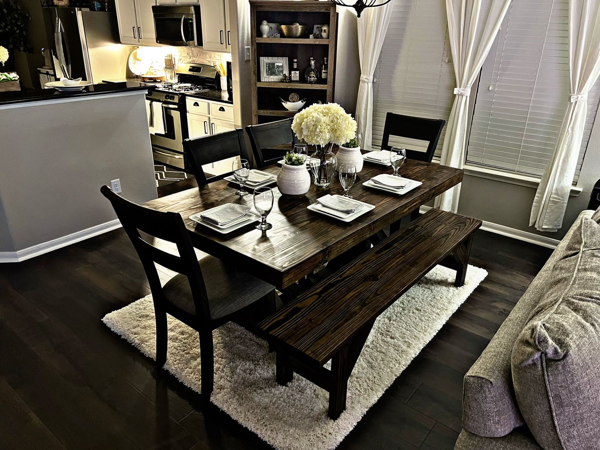 Custom Dining Table Farm House farmhouse Modern Rustic Set Bench - Main Image