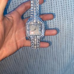 Moissanite silver cartier watch 