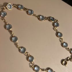 Light Blue and Gold-tone Ankle Bracelet