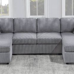 New Light Or Dark Gray Double Chaise Sectional Sofa Couch 