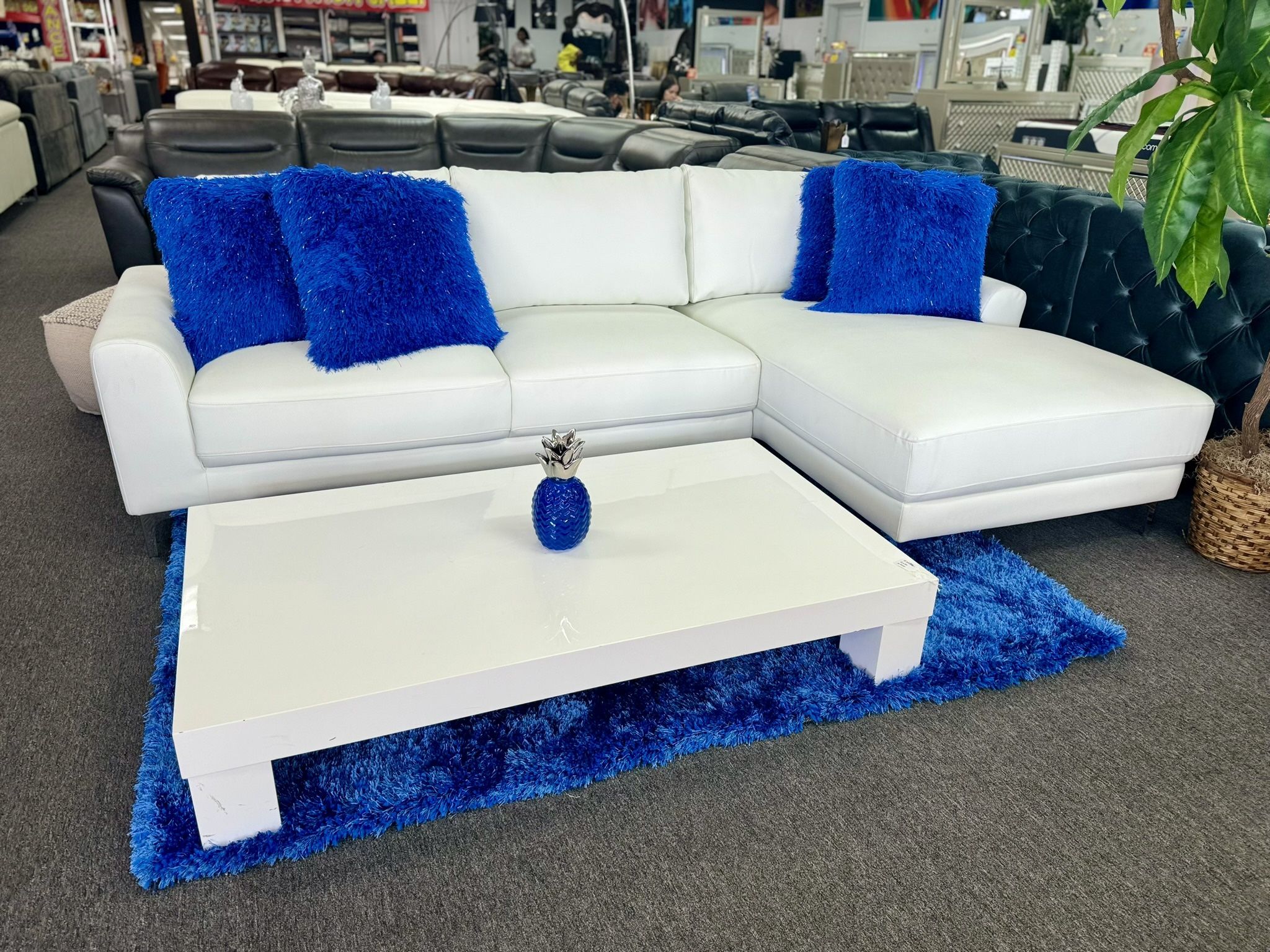 Beautiful Modern White Leather L Shaped Sofa Sectional Couch On Sale For Just 799 (Furniture Deal)!