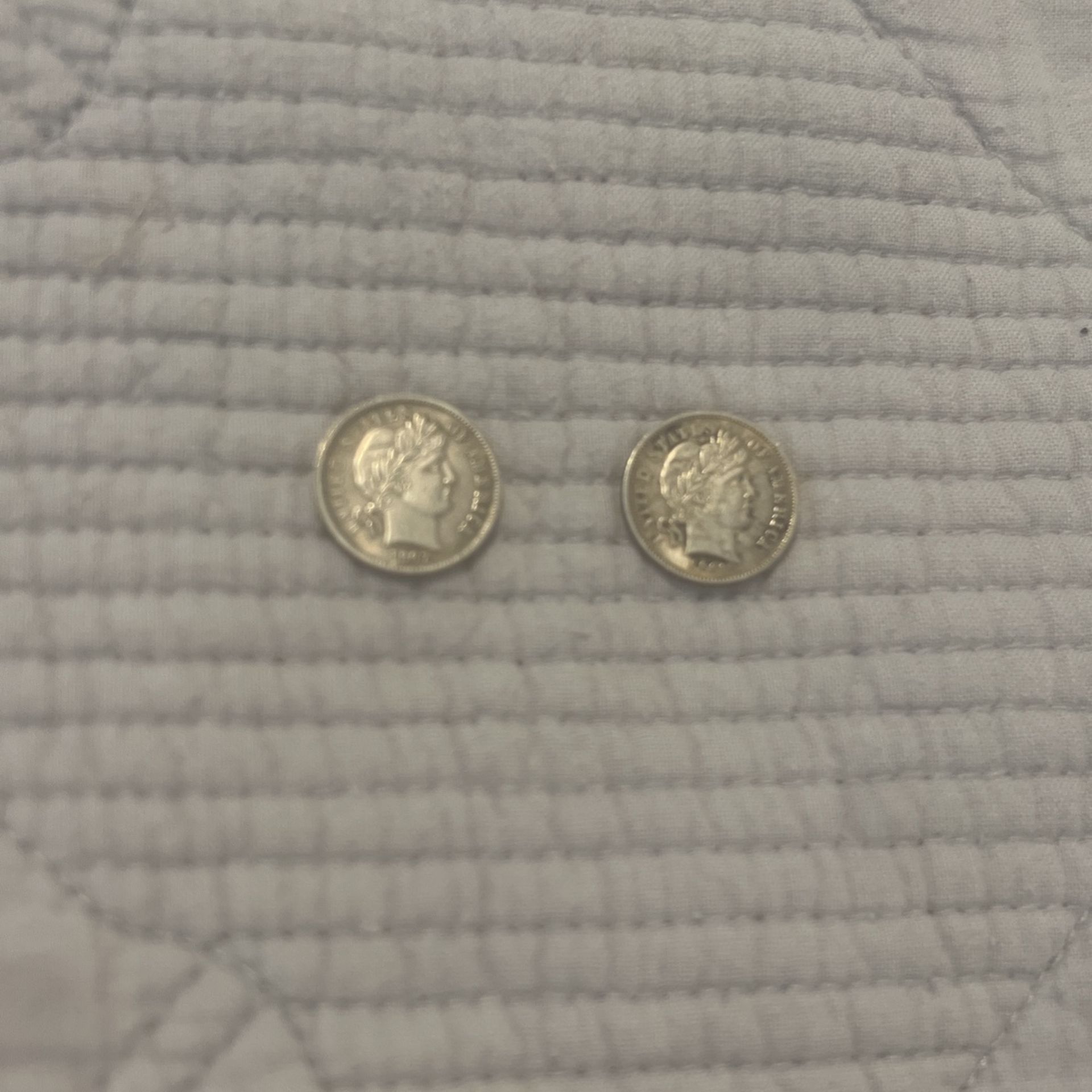 Barber Dimes 1907 & 1909 Antique Rare Vintage Collectible Coins