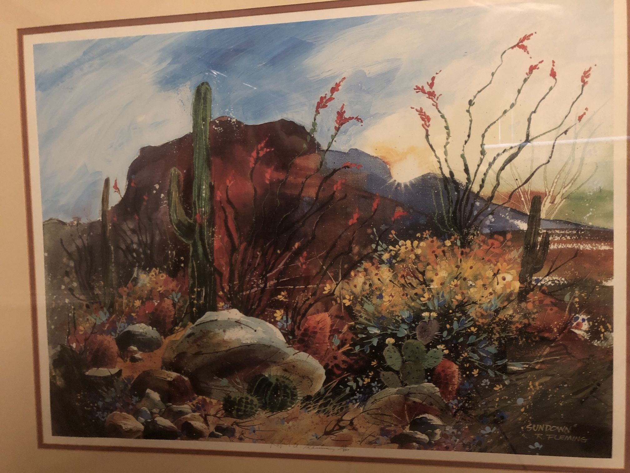 Robert Fleming Watercolor Professionally Framed SUNDOWN