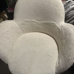 Artificial Rabbit Hair Home Office Chair with Silver Metal