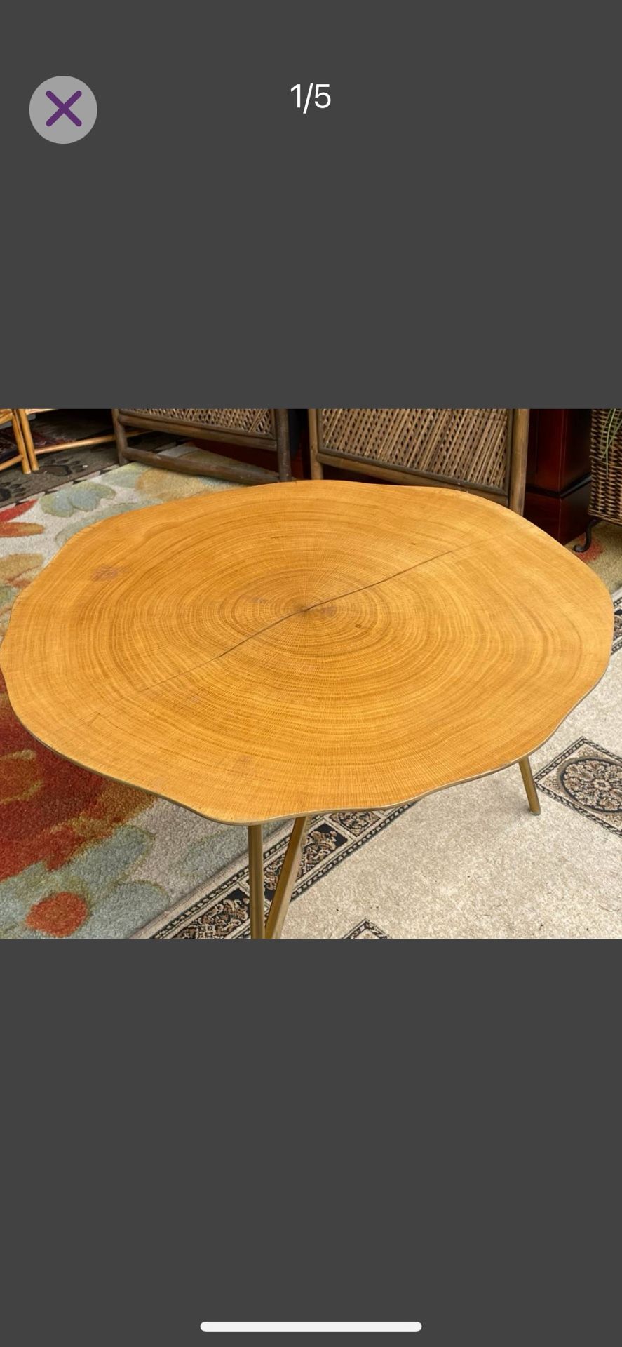 MCM Style West Elm Solid Wood Coffee Table w Metal Legs - 30" Diameter x 19"H