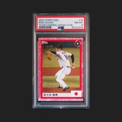 2023 Topps WBC Team Samurai Japan Roki Sasaki Cherry Blossom 107/150 PSA 8
