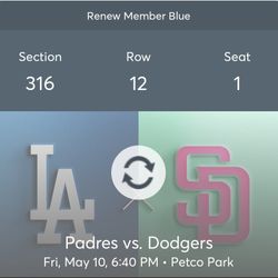 Padres vs Dodgers Friday 4 Tix