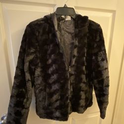 Girls Coat With Hoodie Black