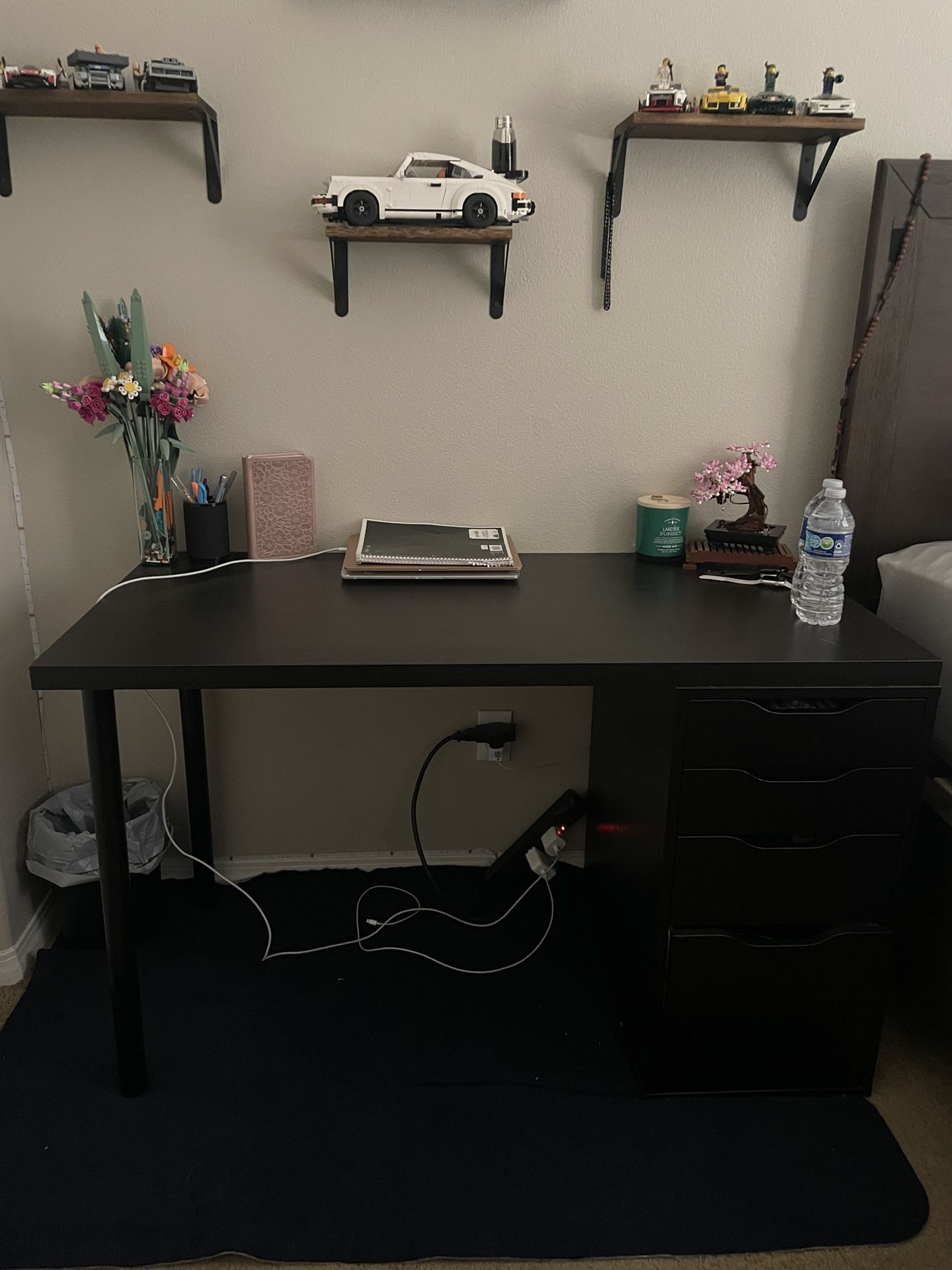 Black Desk With Storage Space 