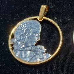 FRANCE 100 FRANK HEAD OF Marianne Coin Jewelry Pendant 