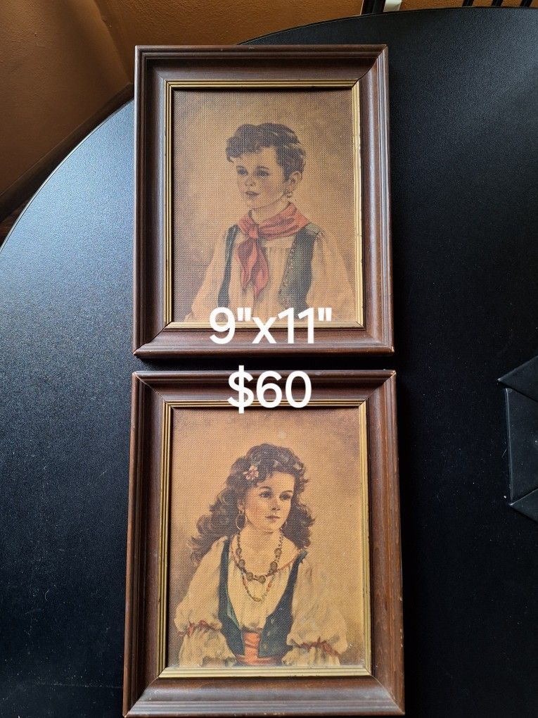 Framed Paintings by Anne Allaben of Chico and Elena