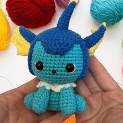 Water Pokemon Vaporeon Handmade Collectible Crochet Cute Gift Charm Amigurumi