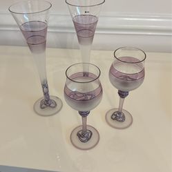 Champagne Flutes & Small wine Glass  - Two Each