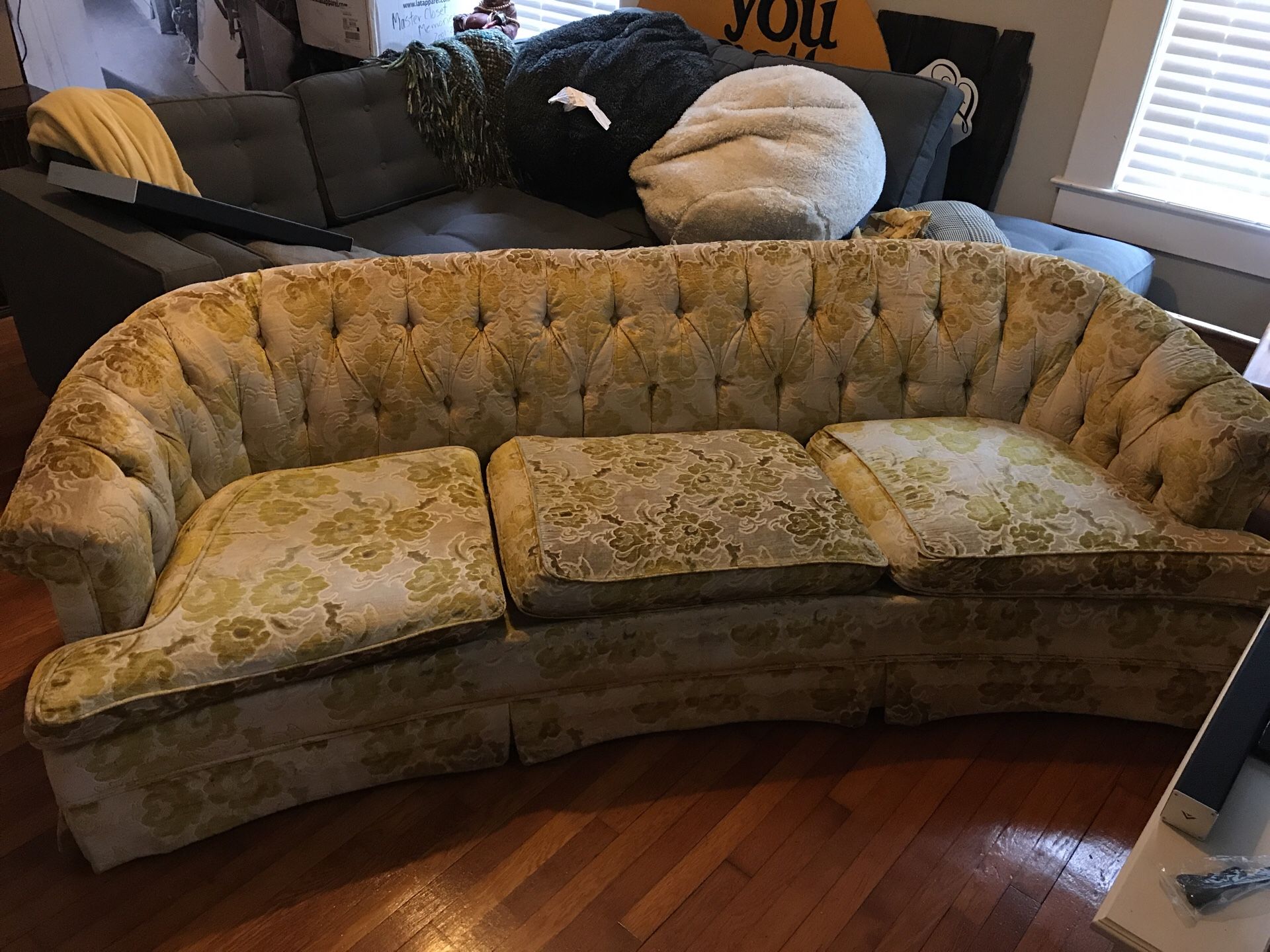 1970s Lenoir Chair company velvet couch.