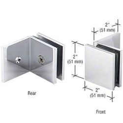 CRL Polished Chrome Fixed Panel Square Clamp With Large Leg