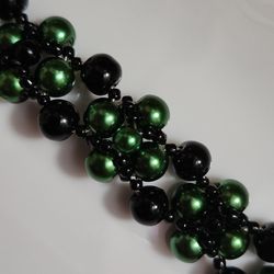 Hand Crafted Bracelet/ Anklet  - Green And Black Thumbnail