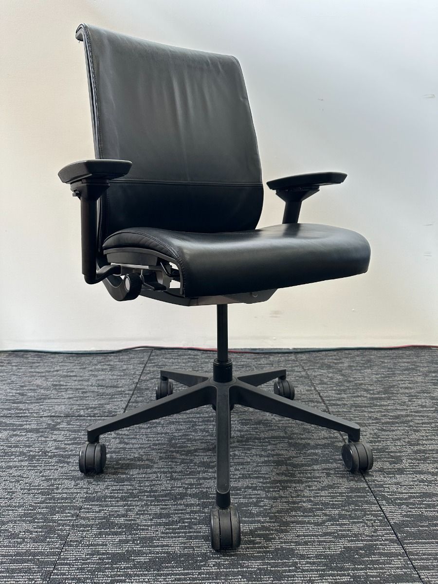 Steelcase Think Task Chair (Black Leather/Black)