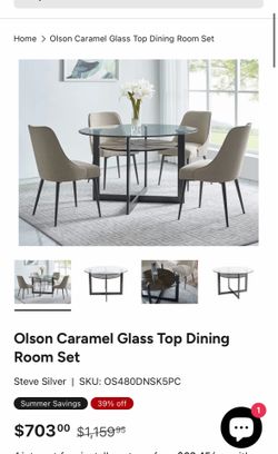 Olson Caramel Glass Top Dining Room Set