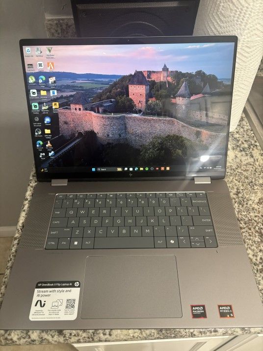 HP - OmniBook X Flip 2-in-1 - Copilot+ PC - 16" 2K Touch-Screen Laptop - AMD Ryzen AI 5 - 16GB Memory - 512GB SSD - Meteor Silver