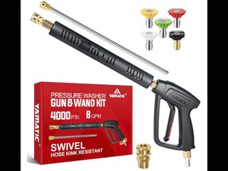 YAMATIC Pressure Washer Gun Wand With Swivel 3/8" Plug & M22 Coupler, Stainless Steel Extension Lance Replacement For Ryobi, Simpson, Craftsman Power