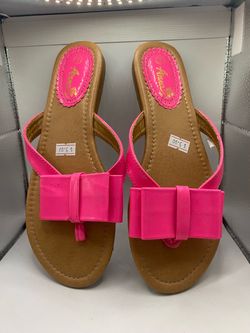 Size 7, pair of flat thong sandals by Anna