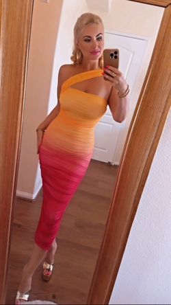 Multicolor mesh midi dress