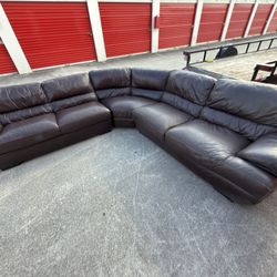 FREE DELIVERY Real Brown Leather Couch 