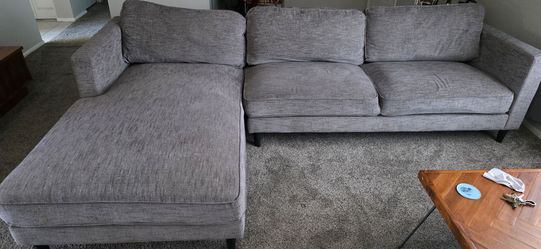 Gray Fabric Sectional Sofa with Chaise and Loveseat