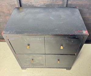 Black 2-Drawer Chest with Brass Knobs