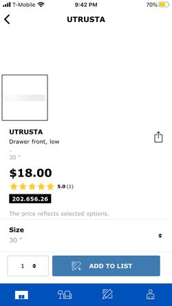 UTRUSTA 30” INTERIOR DRAWER FRONT For Kitchen
