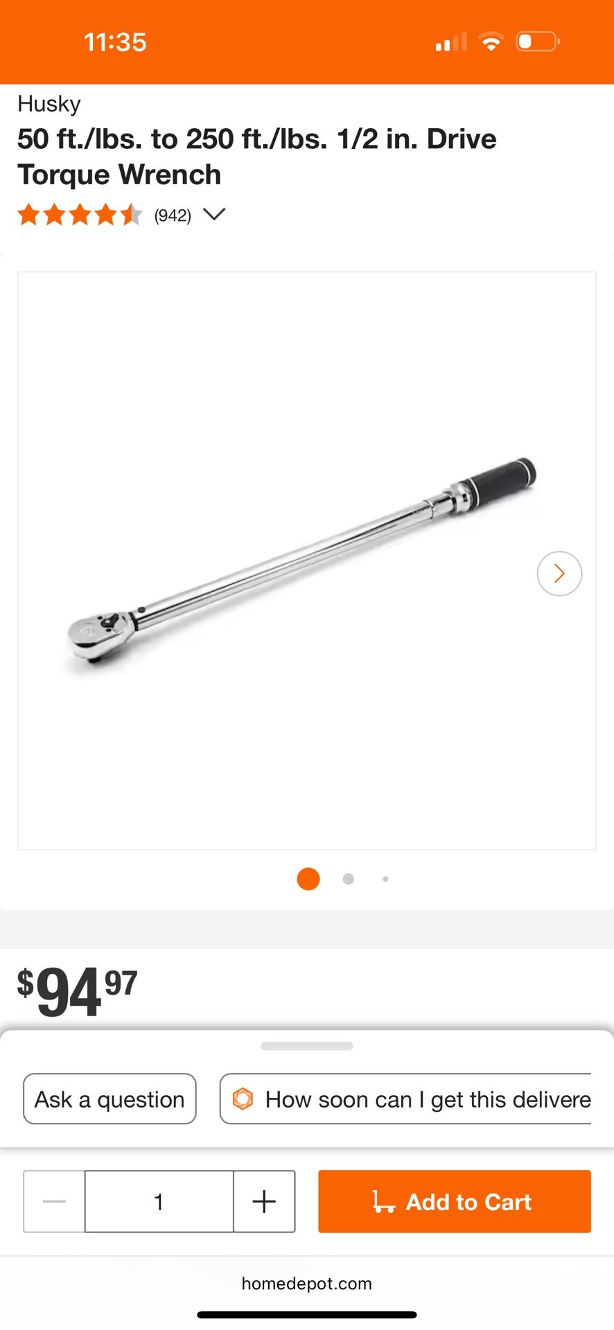 Husky 1/2” Torque Wrench