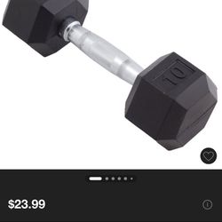 Rubber Hex Dumbbells 10lbs - Set of 2